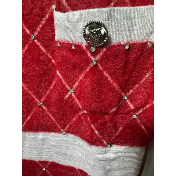 NWT Women’s Red Colorblock Studded Long Sleeve Bodycon Mini Dress Medium - Picture 9 of 9